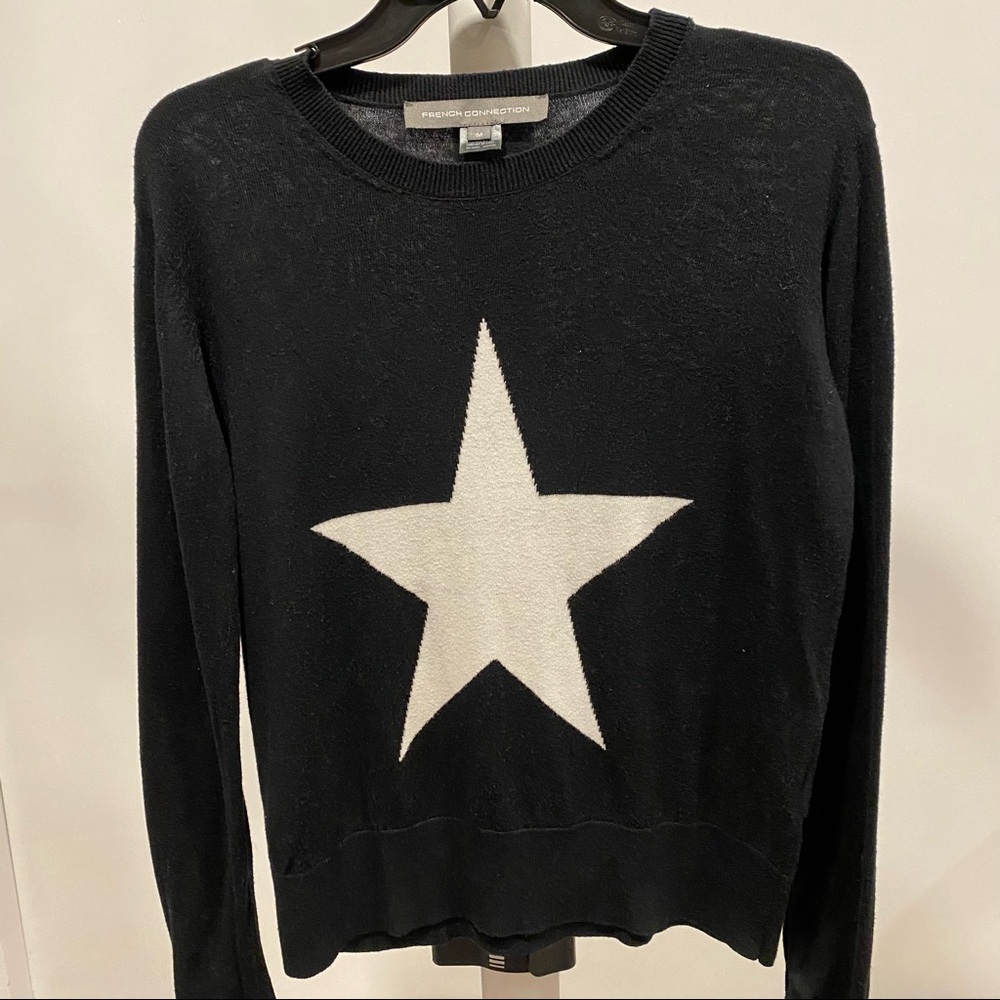 French connection star print sweater size medium